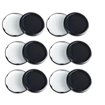 RF REDFOXX Glass Jars Air-Tight Black Metal Caps – Stylish Storage for Pantry, Spices, and More (82mm), Metal Lid for Glass jar/Bottles. (Pack Of 6)