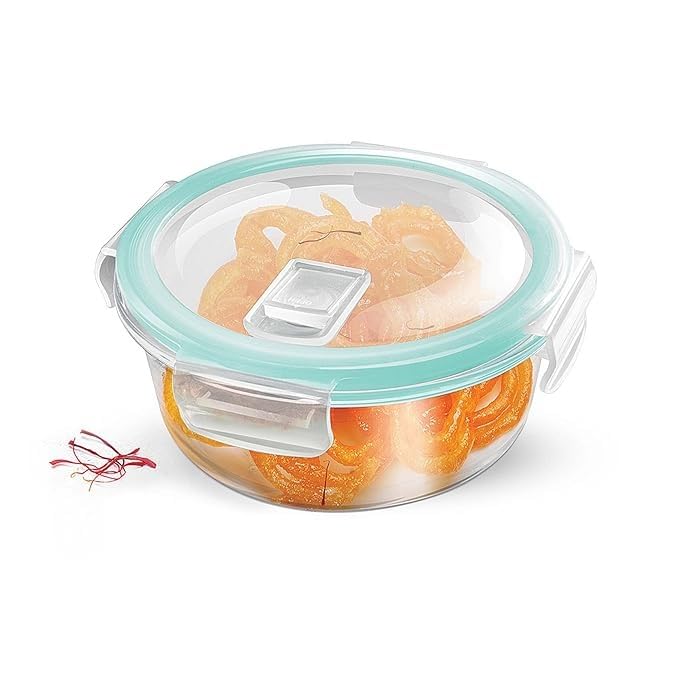 Spare Lid for Treo by Milton Round Clip Fresh Borosilicate Glass Container – 400ml | Airtight Leak-Proof Replacement Cover for All Fresh Tiffin Lunch Box | Transparent