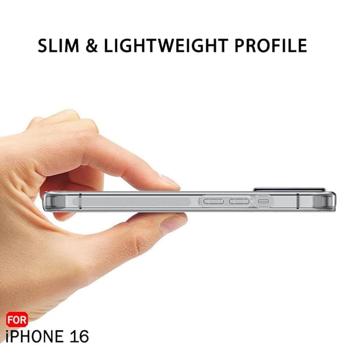 RF REDFOXX Clear Protective Case for iPhone 16, Ultra Slim Transparent Cover with Camera Protection, Soft Silicone with Dust Plugs