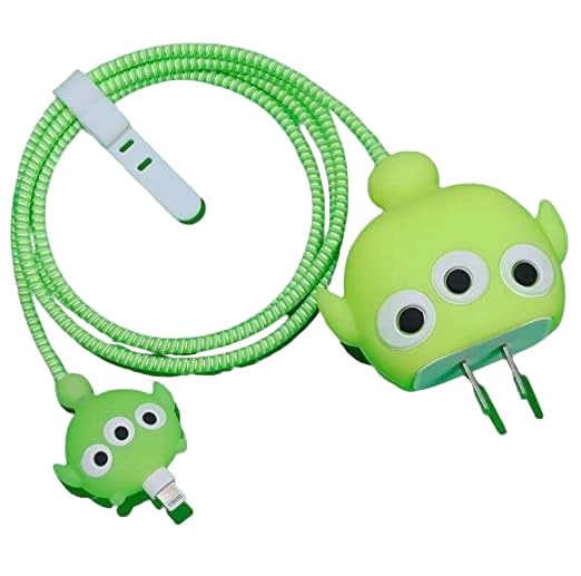 RF REDFOXX Silicone Protective Case for Apple 20W & 18W iPhone USB-C Power Adapter Charger and for USB Lightning Cable, 3D Case for iPhone Charger - 18W/20W (Green)