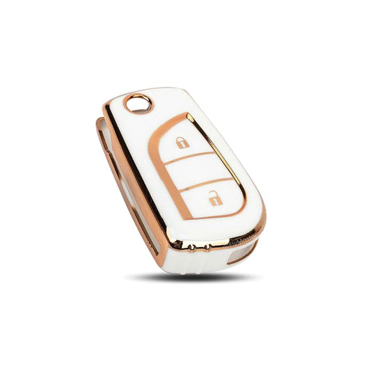 TPU Key Cover Compatible with Toyota Corolla Altis Crysta. (White)