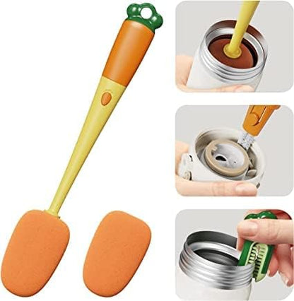 3 in 1 Multi Bottle Cleaning Brush,Sponge Baby Bottle Brush, Cup Lid Gap Bottle Cleaning Brush, Multifunctional Cup Brush with Long Handle for Water Bottles, Tumblers, Cups