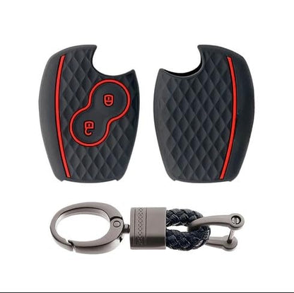 Silicone Key Cover and Keyring fit for : Terrano 2 Button Remote Key, Alloy Keychain