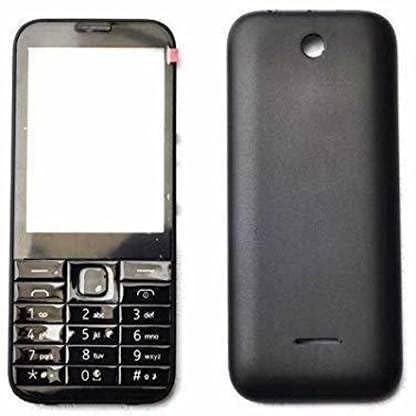 RF REDFOXX Compatible with Nokia 225 Mobile Body Panel Housing Case, Front and Back Cover Shell Replacement, Black, Plastic