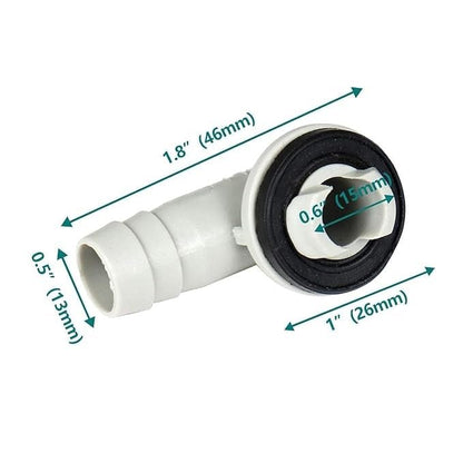 AC Drain Hose Connector Elbow, 15mm/26mm/46mm, White Plastic Fitting for Mini-Split and Window Air Conditioner