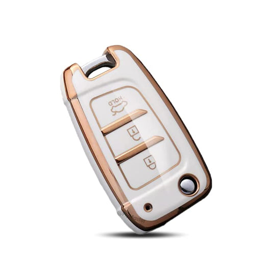 TPU Key Cover Compatible with Hyundai Verna Kona Electric. (White)