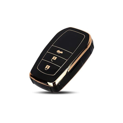 TPU Smart Key Cover for Toyota Fortuner Crysta, 2nd Generation, Premium Car Key Case Protector, Black and Gold