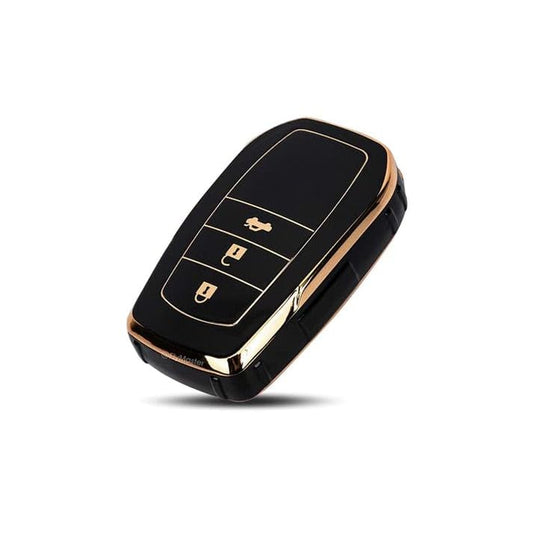 TPU Smart Key Cover for Toyota Fortuner Crysta, 2nd Generation, Premium Car Key Case Protector, Black and Gold