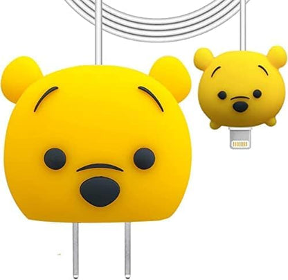 RF REDFOXX Silicone Protective Case for Apple 20W & 18W iPhone USB-C Power Adapter Charger and for USB Lightning Cable, 3D Case for iPhone Charger - 18W/20W (Yellow)