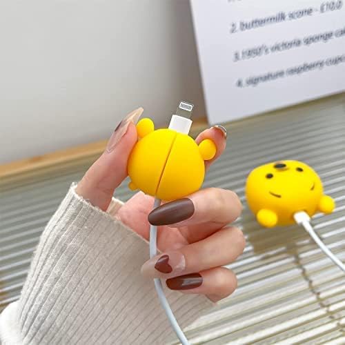 RF REDFOXX Silicone Protective Case for Apple 20W & 18W iPhone USB-C Power Adapter Charger and for USB Lightning Cable, 3D Case for iPhone Charger - 18W/20W (Yellow)