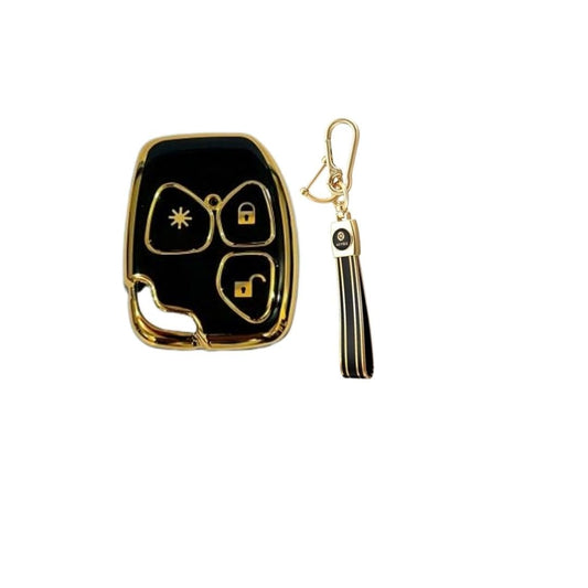 Premium TPU Key Cover for Mahindrra Xyllo & Quannto Remote Key 3 Button Soft, Flexible Comfort, Lightweight Design & Stylish Protection and Durability (Black with Keychain).
