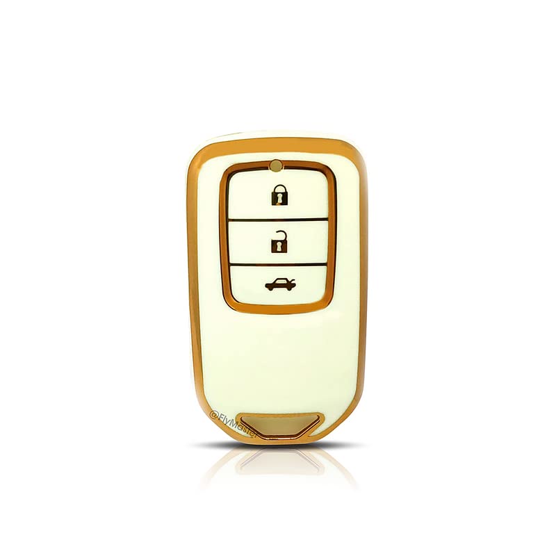 TPU Key Cover Compatible with Honda Accord Civic WR.V BR.V CR.V City Jazz 2ND. (White)