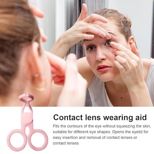 RF REDFOXX Contact Lens Applicator & Remover Tool | Easy Eye Opener Lens Insertion & Removal Tweezer | Travel-Friendly Contact Lens Case Kit with Mirror | Hygienic & Portable (1 Set)