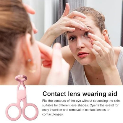RF REDFOXX Contact Lens Applicator & Remover Tool | Easy Eye Opener Lens Insertion & Removal Tweezer | Travel-Friendly Contact Lens Case Kit with Mirror | Hygienic & Portable (1 Set)