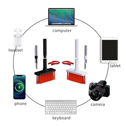 RF REDFOXX 5 in 1 Keyboard Cleaning Brush Kit,Multifunctional Earbuds Cleaner with Keycap Puller,Cleaning Tools for Mechanical Keyboard,PC Laptop and Earphone