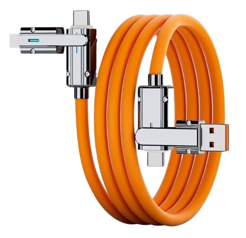 RF REDFOXX 4 In 1 Data Cable | Fast Charging Portable Cord For Travel/Outdoor | Cable & Accessories | With USB Type-C & USB Port | Fast Charger Type-C Retractable USB Cable (Pack of 1,Multicolor)