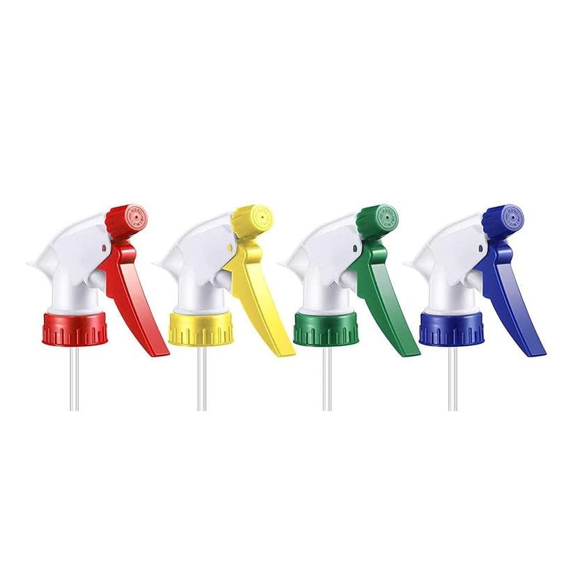 Spray Bottle Trigger Nozzles, Multi-Colour Pack of 4, Adjustable Sprayer Heads for Cleaning and Gardening