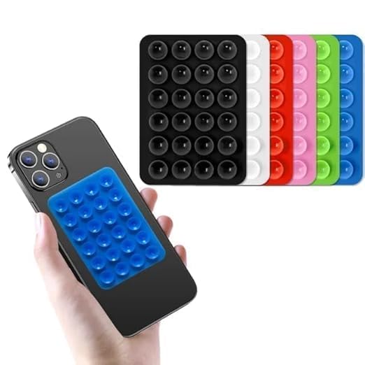 RF REDFOXX Suction Phone Case (Pack of 3, Multicolour) – Anti-Slip Silicone Back Cover, Multipurpose Hands-Free Sticky Pads for Selfies, Videos, Mirror, Shower, Car Dashboard & Windshield Mount.