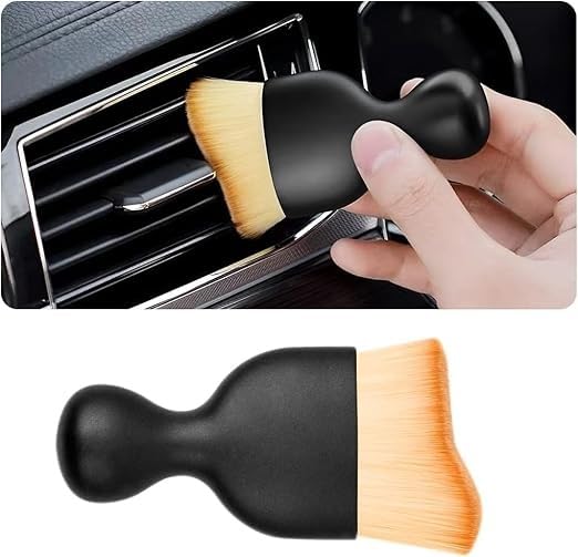 Car Interior Dust Cleaning Brush | Soft Bristle Auto Detailing Brush for Dashboard, AC Vents & Console | Scratch-Free Interior Cleaning Tool | Dense Bristles | Black (Pack of 1)
