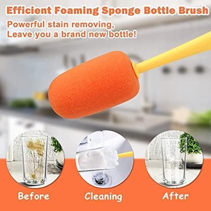 3 in 1 Multi Bottle Cleaning Brush,Sponge Baby Bottle Brush, Cup Lid Gap Bottle Cleaning Brush, Multifunctional Cup Brush with Long Handle for Water Bottles, Tumblers, Cups