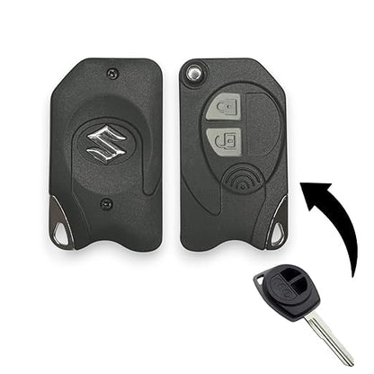 Flip Key Shell Compatible with Maruti Suzuki New Brezza, Baleno, WagonR, Fronx, Grand Vitara – 2 Button Remote Key Case (Key Blade Needs Cutting, Not for Ciaz, Alto, S-Cross).