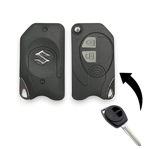 Flip Key Shell Compatible with Maruti Suzuki New Brezza, Baleno, WagonR, Fronx, Grand Vitara – 2 Button Remote Key Case (Key Blade Needs Cutting, Not for Ciaz, Alto, S-Cross).