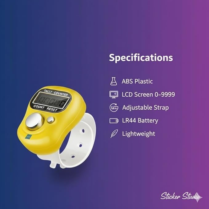 5-Digit Tally Clicker Counter Finger Ring | Electronic Digital Counting Machine for Cricket Umpire, Mantra Jap, Prayer, Meditation & Multipurpose Counting | Pack of 3 (Multicolor, Plastic)