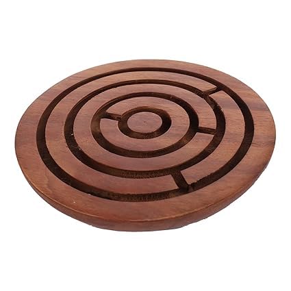 RF REDFOXX Wooden Labyrinth Board Game Ball in Maze Puzzle and Brain Teaser Hand and Eye Coordination Brain Game for Kids and Adults, Made in India (Size 3.5")
