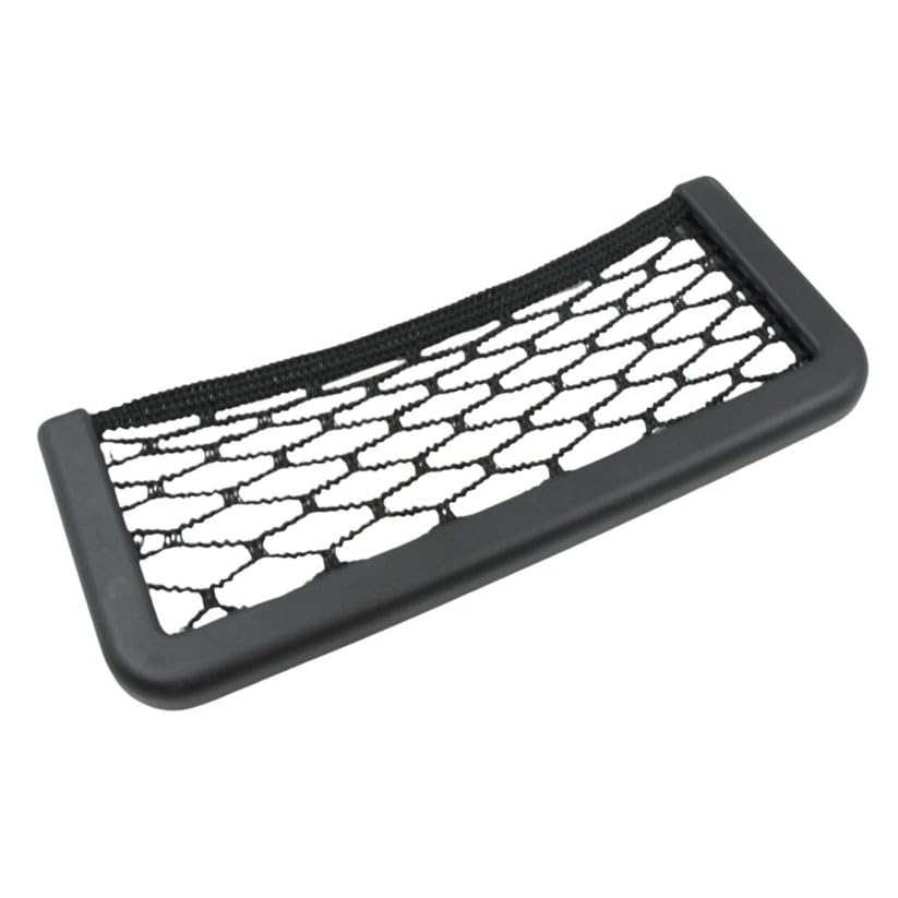 Car Storage Organizer Net Bag | Stick-On Mesh Pocket for Car Seat, Side Door & Dashboard | Phone, Purse & Small Item Holder