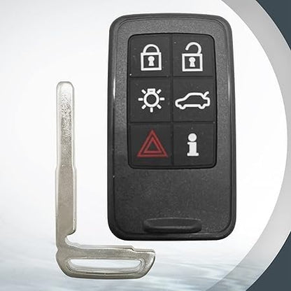 902MHz 6 Button Smart Car Key Fob Compatible with Volvo XC60 V70 V60 (2007–2016) | Keyless Entry Remote Replacement | FCC ID KR55WK49266 | Model 30659502