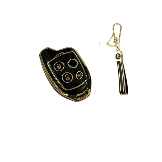 TPU Key Cover for Suzuki Models: Swiift, Dziire, Rittz, WagoonR, S-Cross, Ertigaa, Ciazz, Celeerio, Balleno, Scrross, and Vitarra Brezza with Nippon Remote Key Cover (Black with Keychain).