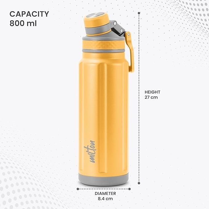 Spare Lid for Milton Mysporty Thermosteel Water Bottle | Compatible with 600ml, 800ml, 1000ml | Insulated Hot & Cold Bottle Cap Replacement (Yellow, Durable & Leakproof)