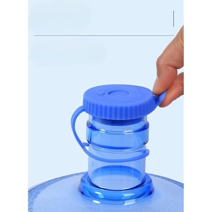 Silicone Water Jug Cap for 20L Bottle Pack of 4 | Reusable Leakproof Water Can Lid with Handle | Dustproof Cover for Bubble Top Water Dispenser Bottle (Blue)