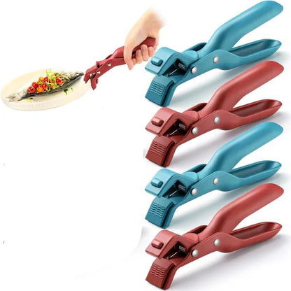 RF REDFOXX Multi-Purpose Silicone Anti-Scald Bowl Holder Clips - Heat Insulation, Non-Slip Pot & Plate Gripper for Kitchen (Set of 4).