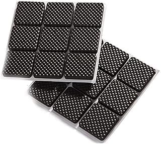RF REDFOXX 18Pc Self Adhesive Black Square Soft EVA Like Rubber Furniture Protection Non Slip Anti Skid Scratch Proof Buffer Bumper Floor Noise Insulation Bush Leg Pads Guards