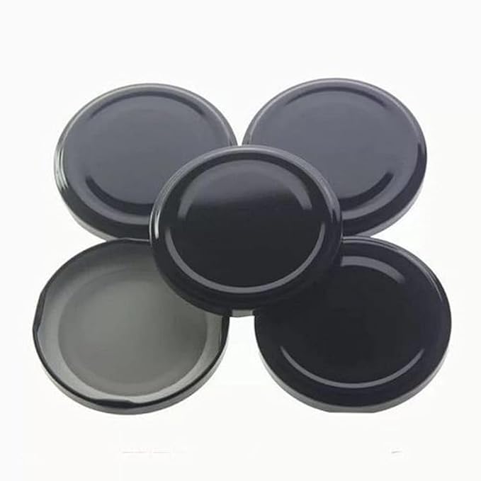 Glass Jar Lids Only 63mm (Black, Set of 12) For 63 mm Mouth Jars, Rust-Proof, Leak Proof Airtight Metal Cap