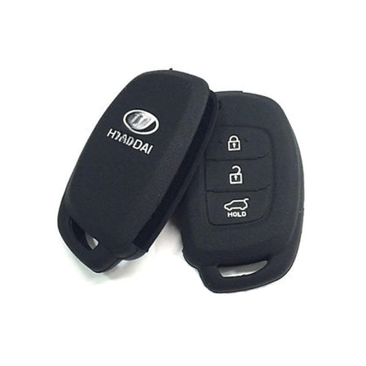 RF REDFOXX Car Silicone Rubber Key Cover for H-undai Cretaa / I20 Elite - Black - Premium Protection, Durability, and Style ( Pack of 1)
