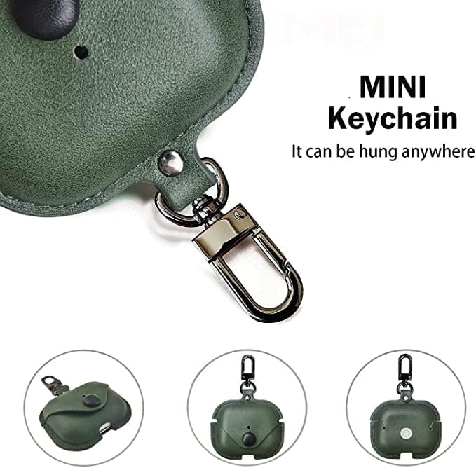 RedFoxx Soft Leather Shockproof Cover Case with Free Keychain Compatible with Apple AIRPODS PRO 2, Leather Case Airpod Pro 2 (Dark Green)