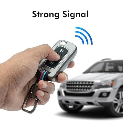 Metal Key Cover Compatible with Tata Tiago, Nexon, Altroz, Curvv, Safari, Storme, Zest, Bolt, Tigor, Punch & Hexa | 3 Button Flip Key Case | Premium Protective Car Key Cover | Black (Pack of 1)