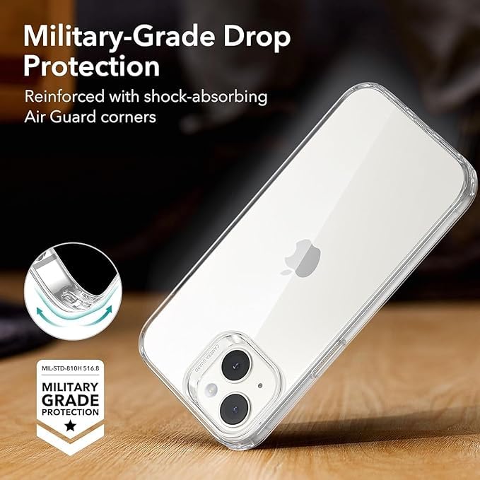 RF REDFOXX Clear Protective Case for iPhone 15, Transparent Silicone, Shockproof, Scratch Resistant