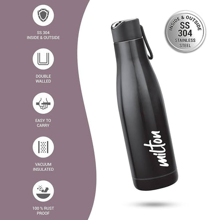 Bottle Spare Lid 600ml/800ml/1000ml (Black) Compatible with Milton Fame Thermosteel Flask | Leak-Proof BPA-Free Replacement Cap | Secure Fit Lid for Hot & Cold Bottles (1 Pc)
