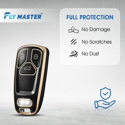 TPU Key Cover Compatible with Audi A 8 Q7 RS TT 2ND. (Black)