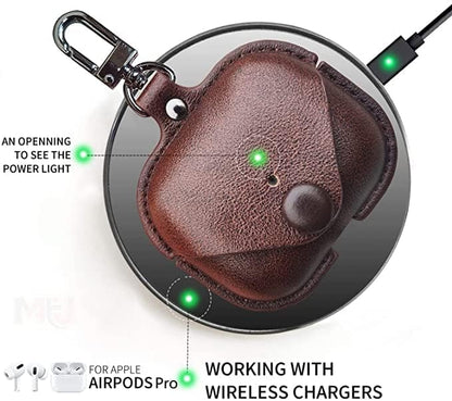RedFoxx Soft Leather Shockproof Cover Case with Free Keychain Compatible with Apple AIRPODS PRO 2, Leather Case Airpod Pro 2 (Dark Brown)
