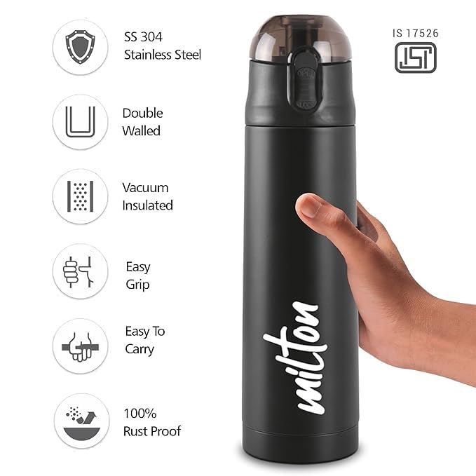 Replacement spare lid compatible with Milton New Crown Thermosteel Bottle 900ml, featuring a one-touch flip cap with safety lock. Leak-proof, BPA-free, and ideal for daily use.