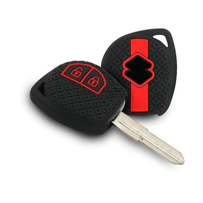 Silicone Car Key Cover Compatible with Baeno, XL6, Swifit, WagionR, Ertigia, Fronix, Jiimny, Dzire, Ignis, Ciazi, Scrosis, Griand Vitara, Brezzia (Black with Black Keychain).