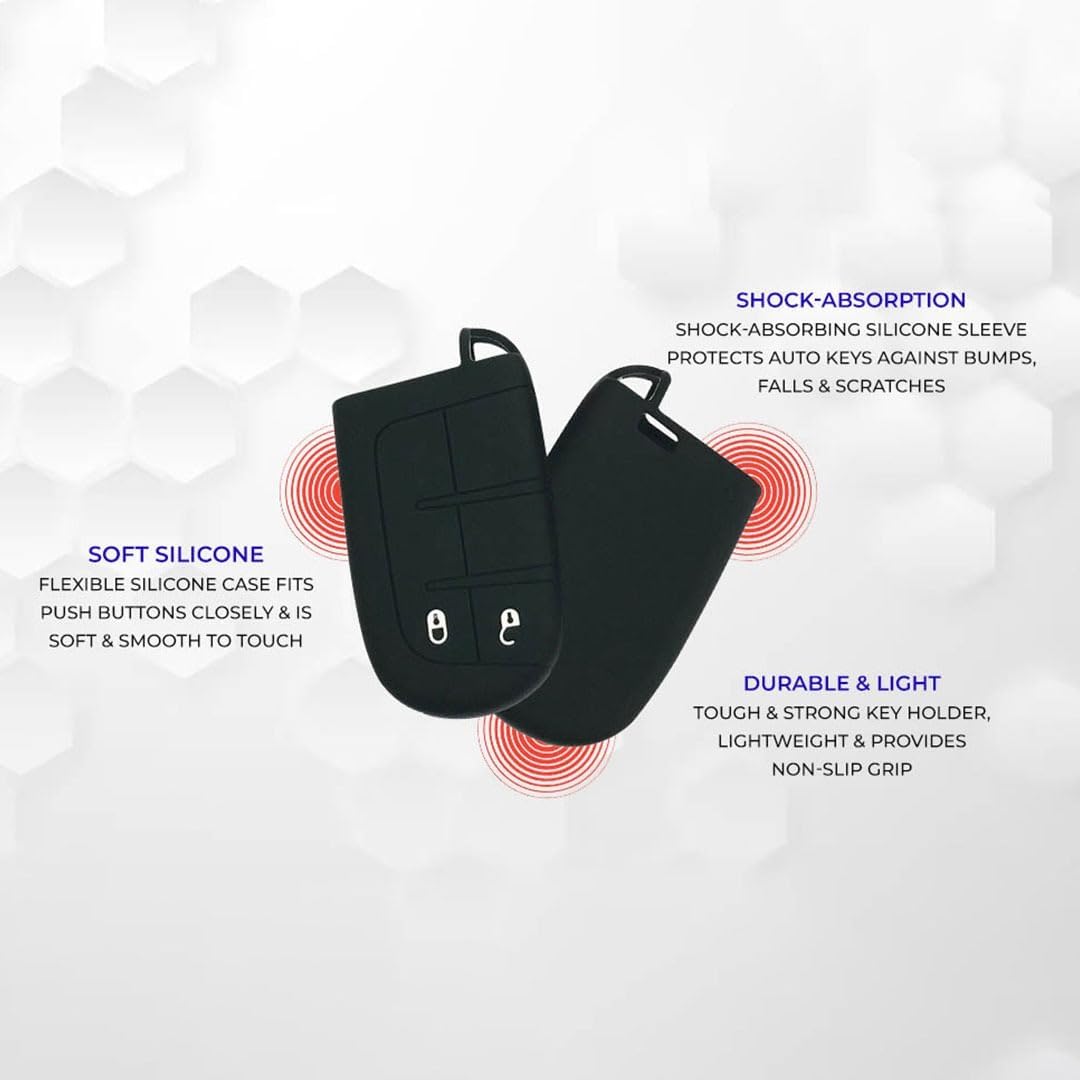 RF REDFOXX Key Hub Silicone Key Cover Compatible with Jeiep Compass | Traiilhawk Smart Key (Black) - Premium Protection for Your Key Fob