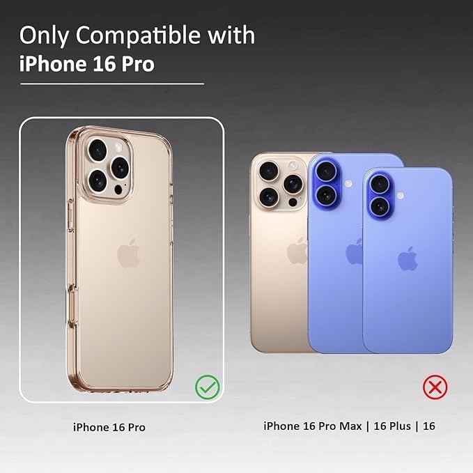 RF REDFOXX iPhone 16 Pro Clear Case | Slim Shockproof TPU Back Cover with Camera & Screen Protection | Anti-Yellowing Scratch Resistant Transparent Phone Case for iPhone 16 Pro