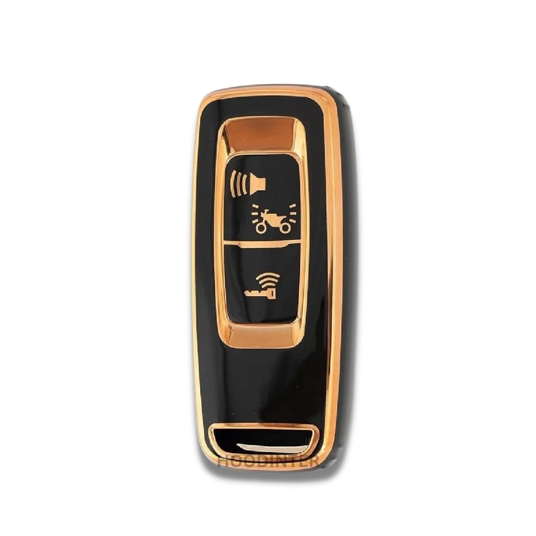 RF REDFOXX Soft TPU Premium Car Key Cover Compatible with with Honda Activa, Dio H-Smart (Black with Golden)
