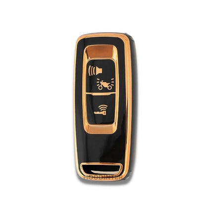 RF REDFOXX Soft TPU Premium Car Key Cover Compatible with with Honda Activa, Dio H-Smart (Black with Golden)