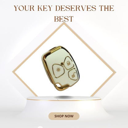 Premium TPU Key Cover for Mahindrra Xyllo & Quannto Remote Key 3 Button Soft, Flexible Comfort, Lightweight Design & Stylish Protection and Durability (White).
